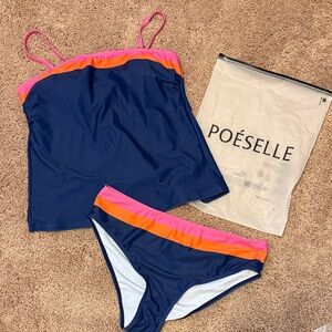 Women's Navy and Pink Swim Set